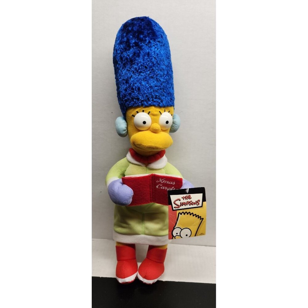 Marge Simpson Christmas Plush Toy With Blue Velvet Hair & Xmas Carol Book